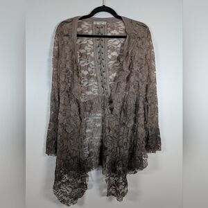 Lace Open-Front Cardigan With Corset Back Boho